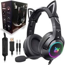 ONIKUMA K9 słuchawki gamingowe dla graczy BLACK LED uszy kota