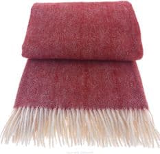 Koc Wełniany Z Frędzlami 150X200 Diagonal Wełna Nowozelandzka Bordowy