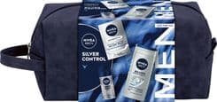 Nivea Men Silver Control Zestaw Balsam Po Goleniu 100ml + Antyperspirant Roll-On 50ml + Żel Pod Prysznic 3W1 250ml + Kosmetyczka