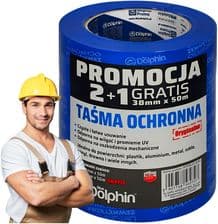 BLUE Taśma malarska ZESTAW 2szt. PCV ZEWNĘTRZNA 48mm x 50m Blue Dolphin + GRATIS taśma 38x50mb PCV