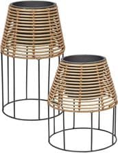 Beliani Zestaw 2 Doniczek Na Stojaku Z Technorattanu Brązowy Borago