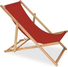 Springos Leżak Drewniany Składany Do Ogrodu Na Plażę 3 Stopniowa Regulacja Bordowy
