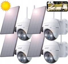 Iegeek Zewnętrzna Kamera Wifi Obrotowa 2K 3Mpx 4Szt. Na Baterie Z Panelem Solarnym