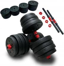 Sportforfun Hantle Regulowane 2X20Kg Bitumiczne Zestaw 40Kg Czarny Czerwony
