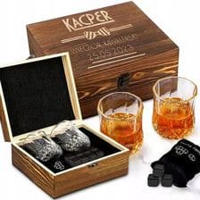 Wyczaruj Prezent Skrzynka Kamienie Do Whisky Ze Szklankami Prezent Na Wieczór Kawalerski Y4