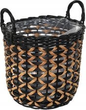 Kosz Donica Ogrodowa Technorattanowa Z Folią Czarny Beż 38X31X46cm